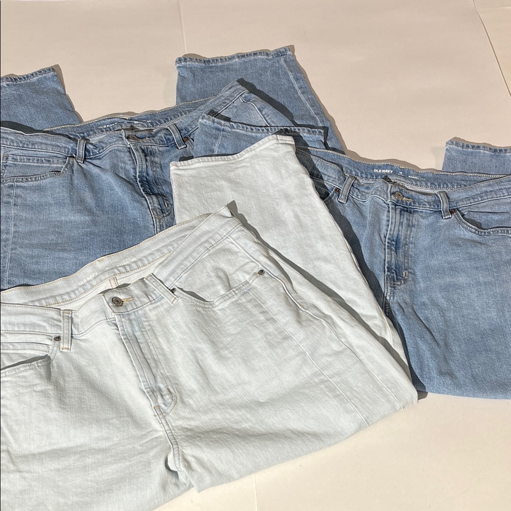 Old Navy set of three High Rise Barrel Leg Denim Jeans in sz 16 Petite Casual